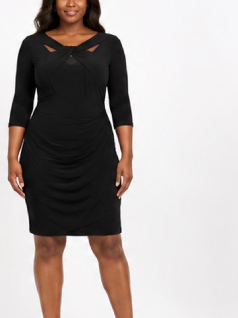INC International Concepts Women's Black Ruched Dress Size 12 NWT